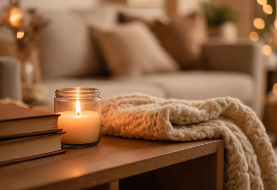 Candle in a living room