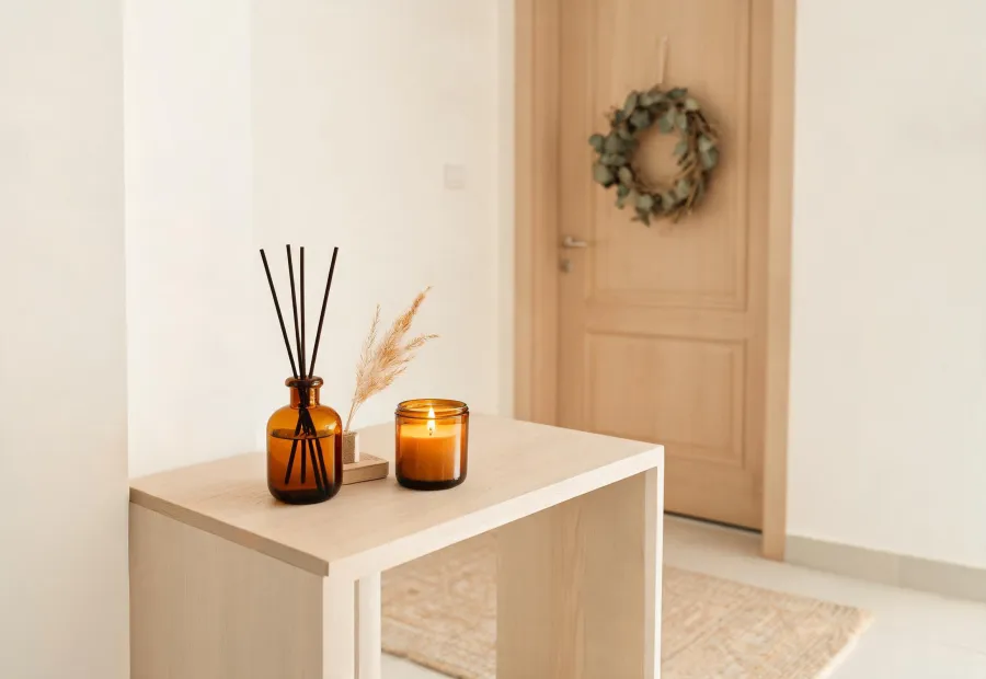 Candle in an entryway